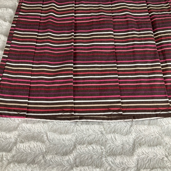 W Work to Weekend Skirt 16 Brown Pink Red Stripe Pleated Knee Length NWT Women - Picture 5 of 9